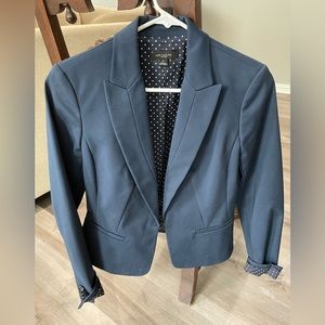 Anne Taylor Navy Blazer with Polka Dot Detailing